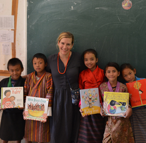 Sophie with children from Bhutan 